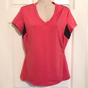 FILA coral/gray v-neck short sleeve workout tee